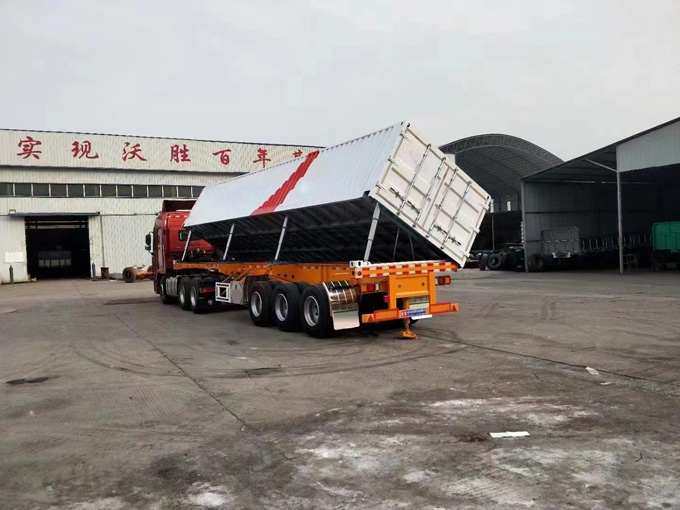 Flip dump semi-trailer